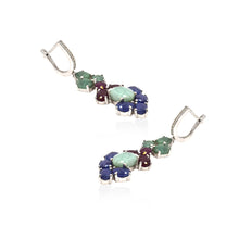 Multi Ruby, Emerald & Sapphire Earrings