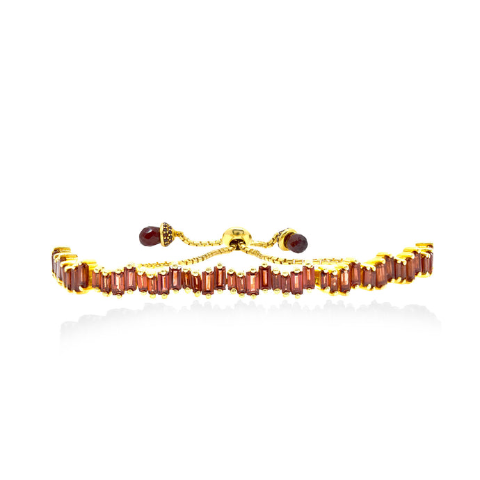 Rhodolite Ice Toggle Bracelet in Yellow Gold