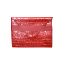 Rouge Crocodile Embossed Envelope Clutch with Strap