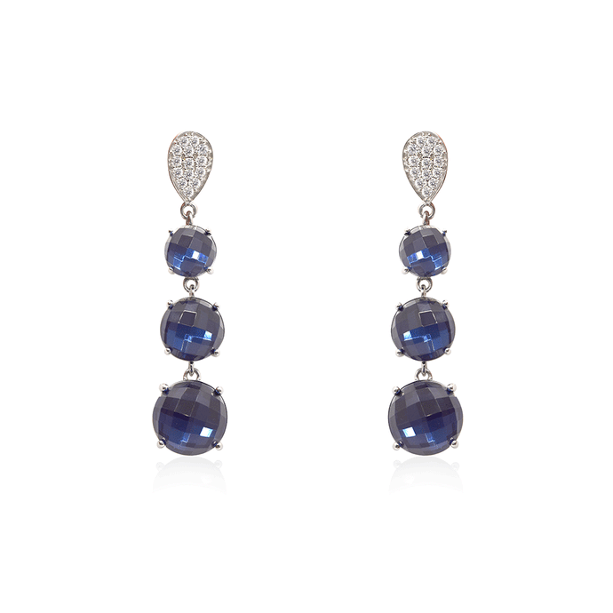 Sapphire Blue Triple Drop Earrings