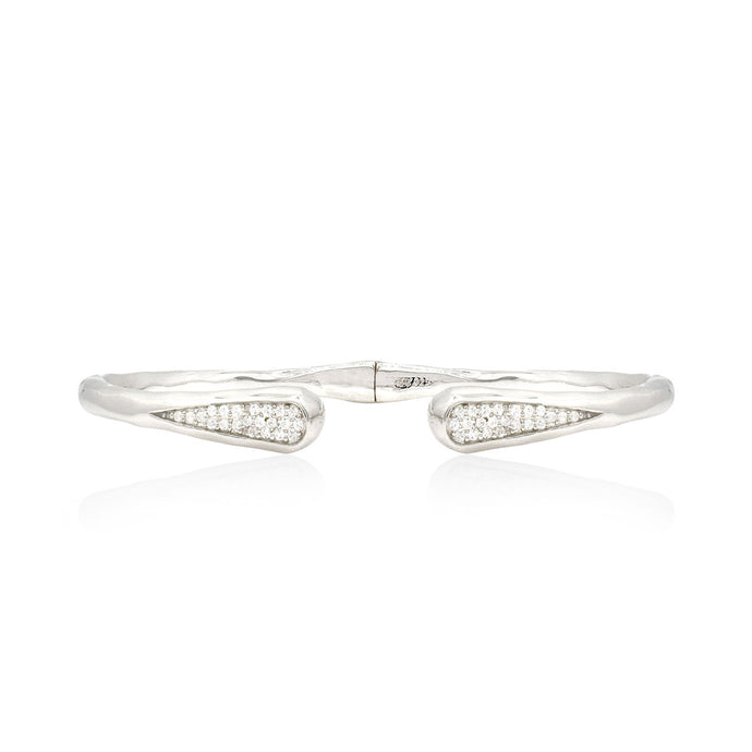 Hammered Pave Hinged Bracelet