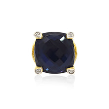 Blue Rose Stem Cocktail Ring in Yellow Gold
