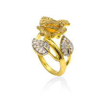 Gold Adjustable Citrine Rose Ring