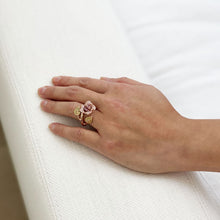 Rose Gold Adjustable Peridot & Rhodolite Rose Ring