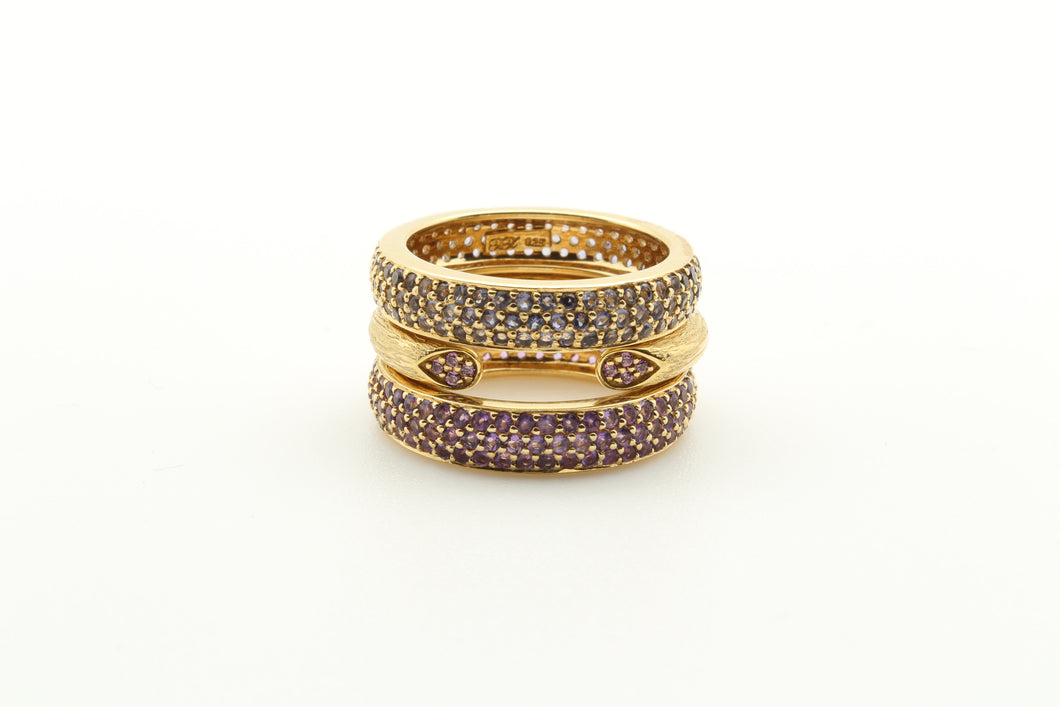 Stackable Pave Band Rings & Open Rose Stem