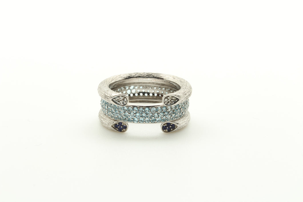 Open Rose Stem Stackable Rings & Stackable Pave Band Ring