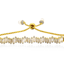 White Zircon Ice Toggle Bracelet in Yellow Gold