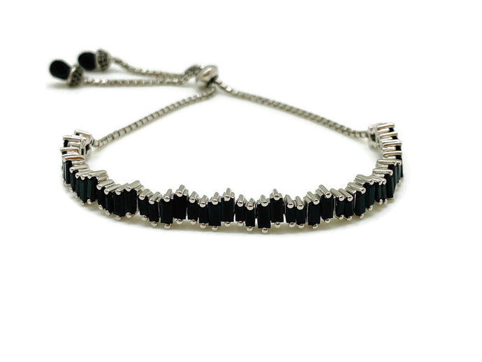 Black Spinal Ice Toggle Bracelet in Silver