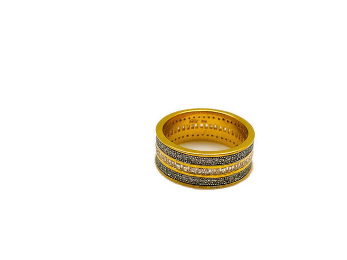 Triple Channel Set Ring in Yellow Gold