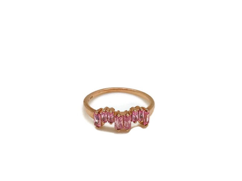 Rose Gold Pink Zircon Ice Ring