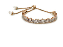 White Zircon Ice Toggle Bracelet in Rose Gold