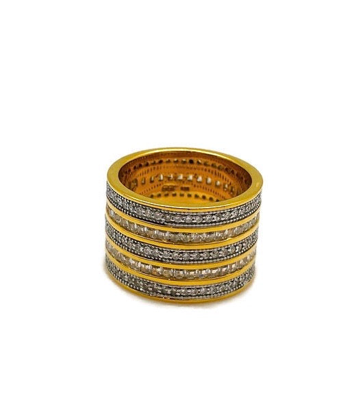 Channel Set Wide Band Ring in Yellow Gold