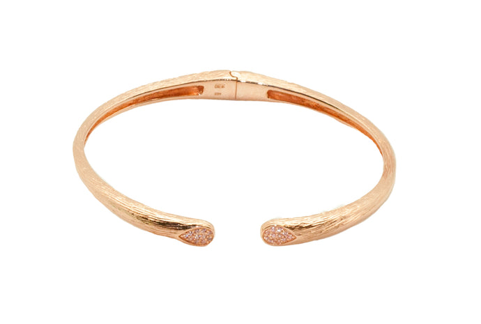Open Rose Stem Hinged Bracelet