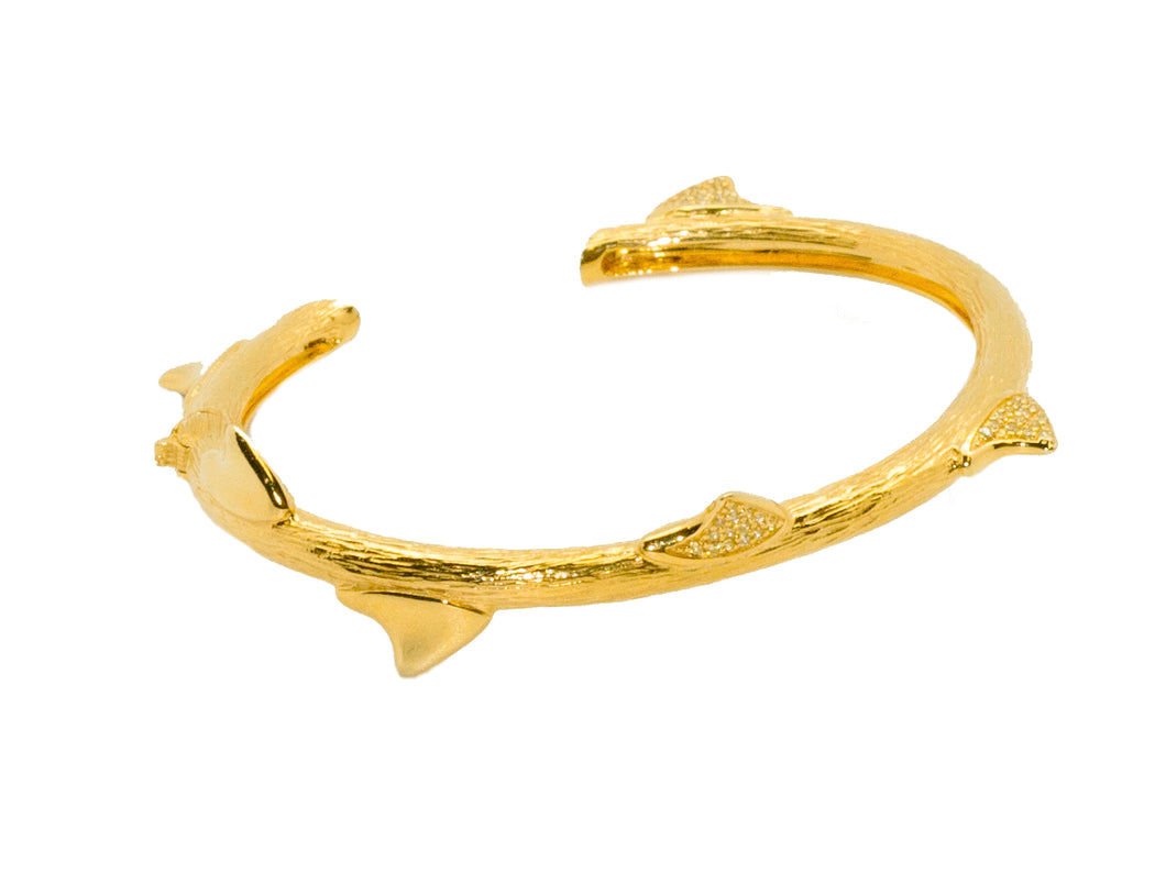 Peruvian Thorn Hinged Bracelet in Yellow Gold with Yellow Stones